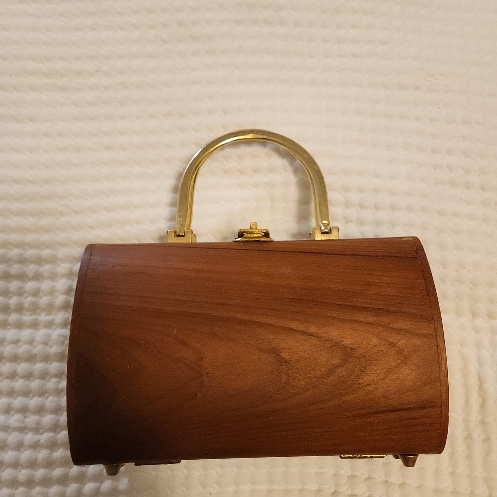 Elegant Brown Wooden Handbag